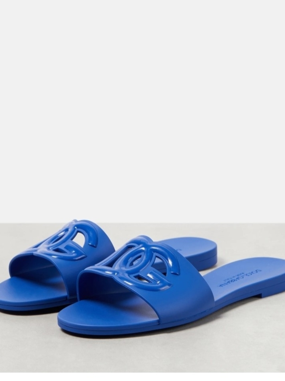 Dolce & Gabbana Royal Blue Logo Slide Sandals - Picture 2 of 3
